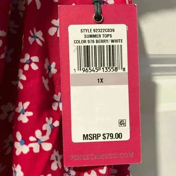 Vince Camuto Printed Off-The-Shoulder Ruffled Challis Blouse Size 1X A18 - Picture 4 of 6